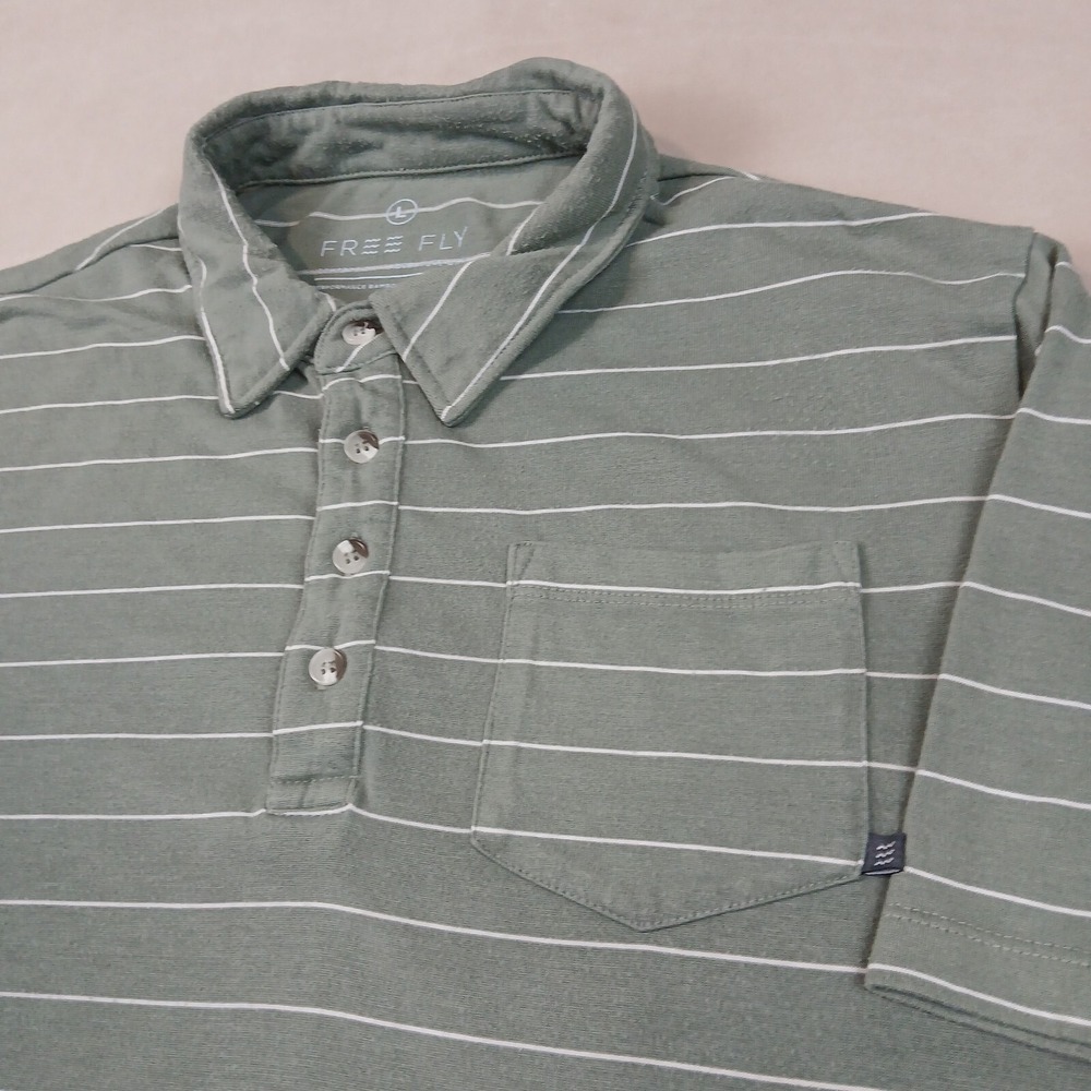 Free Fly Large Mens Shirt Polo Jersey Knit Bamboo Outdoors 21x27 *Fits A Small *